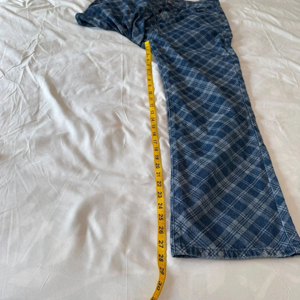 Cider Plaid Jeans Blue Denim Wide Leg Women’s Large Y2K - Picture 5 of 5